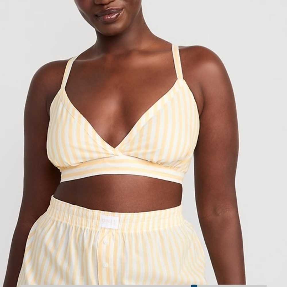 OLD NAVY Matching Printed Smocked Bralette Top in Yellow Stripe
